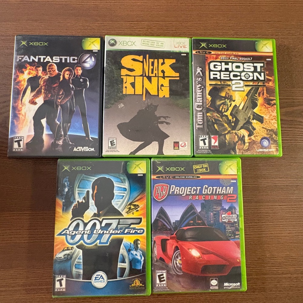 Microsoft Xbox Video Game Lot 5 Games Sneak King 007 PGR2 Ghost Recon 4 Fantasti